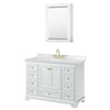 Custom image for White with Brushed Gold Trim / Carrara Cultured Marble, Rectangular Sink / Medicine Cabinet