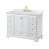 Custom image for White with Brushed Gold Trim / Carrara Cultured Marble, Rectangular Sink / No Mirror