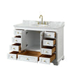 Custom image for White with Brushed Gold Trim / White Carrara Marble, Oval Sink / No Mirror