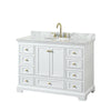 Custom image for White with Brushed Gold Trim / White Carrara Marble, Oval Sink / No Mirror