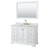 Custom image for White with Brushed Gold Trim / White Carrara Marble, Rectangular Sink / 46