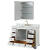 Custom image for White with Brushed Gold Trim / White Carrara Marble, Rectangular Sink / Medicine Cabinet
