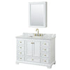Custom image for White with Brushed Gold Trim / White Carrara Marble, Rectangular Sink / Medicine Cabinet