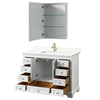 Custom image for White with Brushed Gold Trim / Giotto Quartz, Rectangular Sink / Medicine Cabinet