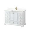 Custom image for White with Brushed Gold Trim / Giotto Quartz, Rectangular Sink / No Mirror