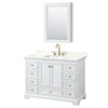 Custom image for White with Brushed Gold Trim / Giotto Quartz, Rectangular Sink / Medicine Cabinet