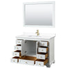 Custom image for White with Brushed Gold Trim / White Cultured Marble, Rectangular Sink / 46