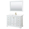 Custom image for White with Brushed Gold Trim / White Cultured Marble, Rectangular Sink / 46