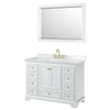 Custom image for White with Brushed Gold Trim / White Cultured Marble, Rectangular Sink / 46