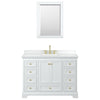 Custom image for White with Brushed Gold Trim / White Cultured Marble, Rectangular Sink / Medicine Cabinet