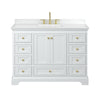 Custom image for White with Brushed Gold Trim / White Cultured Marble, Rectangular Sink / No Mirror