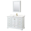 Custom image for White with Brushed Gold Trim / White Quartz, Rectangular Sink / Medicine Cabinet