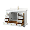 Custom image for White with Brushed Gold Trim / White Quartz, Rectangular Sink / No Mirror