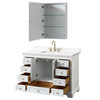 Custom image for White with Brushed Gold Trim / White Quartz, Rectangular Sink / Medicine Cabinet