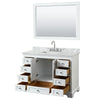 Custom image for White with Polished Chrome Trim / White Carrara Marble, Rectangular Sink / 46