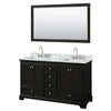 Custom image for Dark Espresso with Polished Chrome Trim / White Carrara Marble, Rectangular Sink / 58