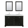 Custom image for Dark Espresso with Polished Chrome Trim / White Carrara Marble, Rectangular Sink / Medicine Cabinets