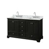 Custom image for Dark Espresso with Polished Chrome Trim / White Carrara Marble, Rectangular Sink / No Mirror