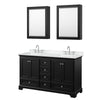 Custom image for Dark Espresso with Polished Chrome Trim / White Cultured Marble, Rectangular Sink / Medicine Cabinets