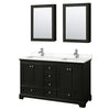 Custom image for Dark Espresso with Polished Chrome Trim / White Quartz, Rectangular Sink / Medicine Cabinets
