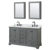 Custom image for Dark Gray with Matte Black Trim / White Carrara Marble, Oval Sink / Medicine Cabinets