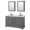 Custom image for Dark Gray with Matte Black Trim / White Carrara Marble, Rectangular Sink / Medicine Cabinets