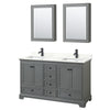 Custom image for Dark Gray with Matte Black Trim / Giotto Quartz, Rectangular Sink / Medicine Cabinets