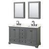 Custom image for Dark Gray with Matte Black Trim / Giotto Quartz, Rectangular Sink / Medicine Cabinets