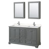 Custom image for Dark Gray with Polished Chrome Trim / Carrara Cultured Marble, Rectangular Sink / Medicine Cabinets