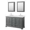 Custom image for Dark Gray with Polished Chrome Trim / Carrara Cultured Marble, Rectangular Sink / Medicine Cabinets