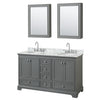 Custom image for Dark Gray with Polished Chrome Trim / White Carrara Marble, Oval Sink / Medicine Cabinets