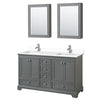 Custom image for Dark Gray with Polished Chrome Trim / White Cultured Marble, Rectangular Sink / Medicine Cabinets