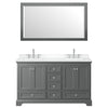 Custom image for Dark Gray with Polished Chrome Trim / White Cultured Marble, Rectangular Sink / 58