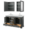 Custom image for Dark Gray with Polished Chrome Trim / White Cultured Marble, Rectangular Sink / Medicine Cabinets