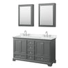 Custom image for Dark Gray with Polished Chrome Trim / White Cultured Marble, Rectangular Sink / Medicine Cabinets