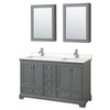 Custom image for Dark Gray with Polished Chrome Trim / White Quartz, Rectangular Sink / Medicine Cabinets