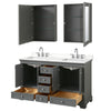 Custom image for Dark Gray with Polished Chrome Trim / White Quartz, Rectangular Sink / Medicine Cabinets