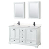 Custom image for White with Matte Black Trim / Carrara Cultured Marble, Rectangular Sink / Medicine Cabinets