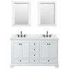 Custom image for White with Matte Black Trim / Carrara Cultured Marble, Rectangular Sink / Medicine Cabinets