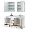 Custom image for White with Matte Black Trim / Carrara Cultured Marble, Rectangular Sink / Medicine Cabinets