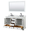 Custom image for White with Matte Black Trim / White Carrara Marble, Rectangular Sink / 58