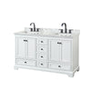 Custom image for White with Matte Black Trim / White Carrara Marble, Rectangular Sink / No Mirror
