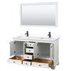 Custom image for White with Matte Black Trim / White Cultured Marble, Rectangular Sink / 58