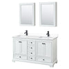 Custom image for White with Matte Black Trim / White Cultured Marble, Rectangular Sink / Medicine Cabinets