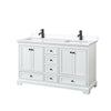 Custom image for White with Matte Black Trim / White Cultured Marble, Rectangular Sink / No Mirror