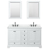Custom image for White with Matte Black Trim / White Cultured Marble, Rectangular Sink / Medicine Cabinets