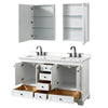 Custom image for White with Matte Black Trim / White Quartz, Rectangular Sink / Medicine Cabinets