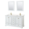 Custom image for White with Brushed Gold Trim / Carrara Cultured Marble, Rectangular Sink / 24
