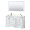 Custom image for White with Brushed Gold Trim / Carrara Cultured Marble, Rectangular Sink / 58