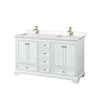 Custom image for White with Brushed Gold Trim / Carrara Cultured Marble, Rectangular Sink / No Mirror